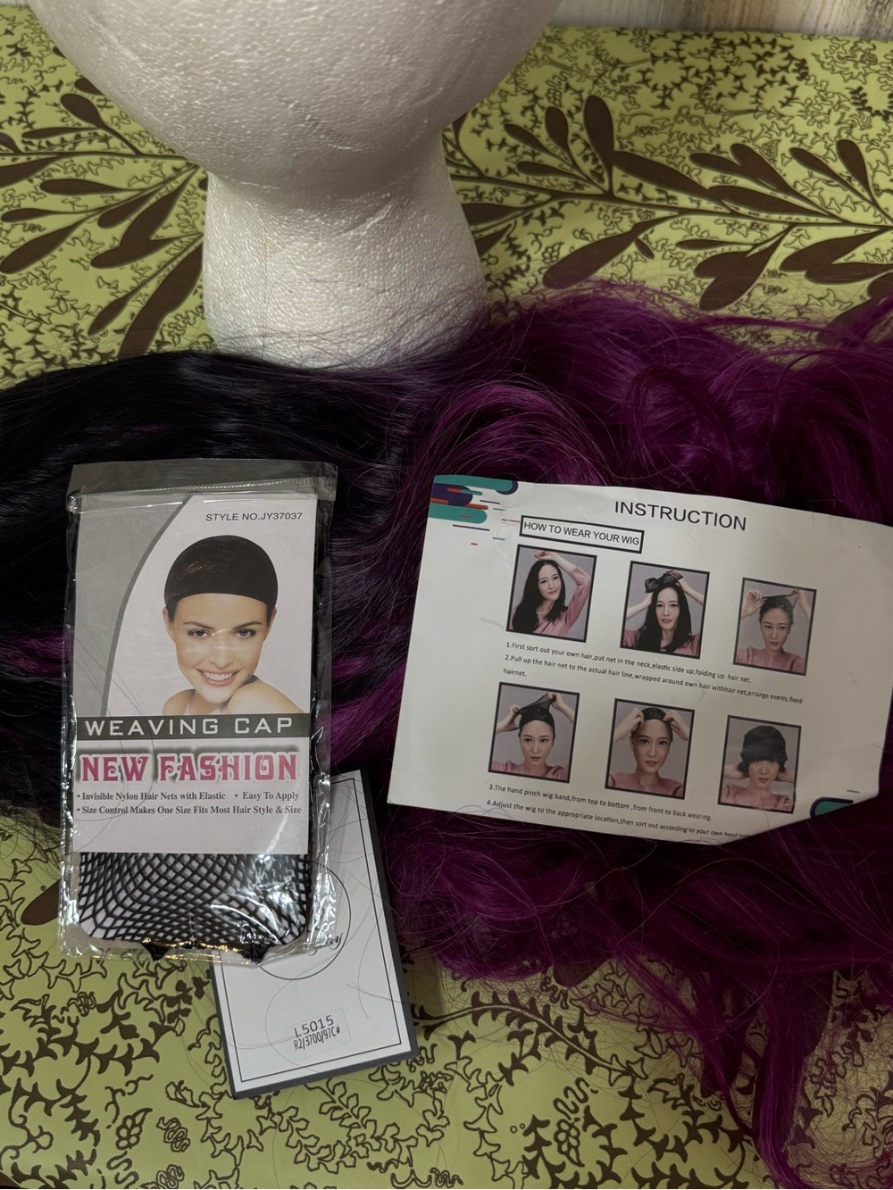 Black to Purple Ombre Long Wavy Women’s Wig - Picture 3 of 13